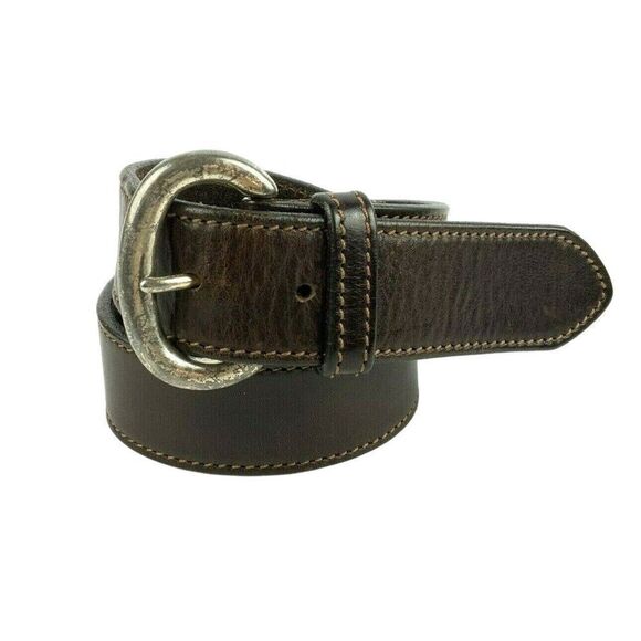 Eddie Bauer Ladies Belt Size Medium Brown Pebbled Leather Silvertone Buckle - Picture 1 of 5